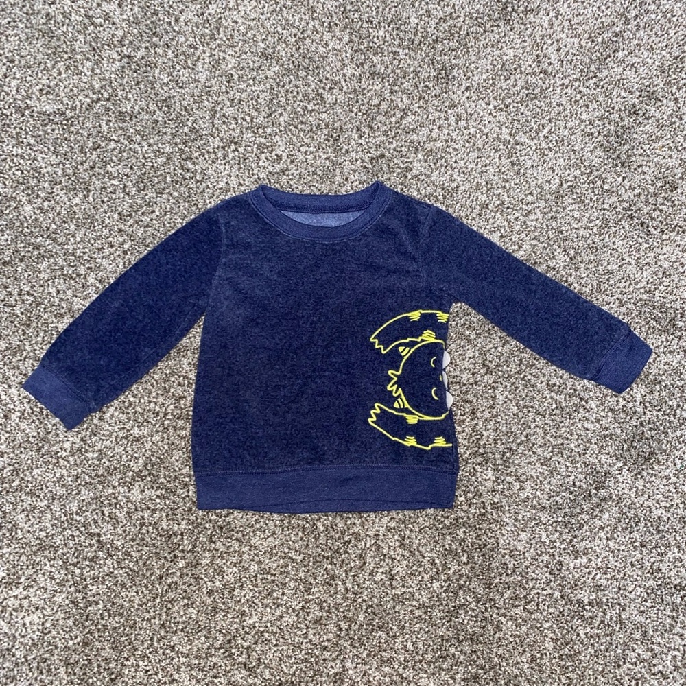Navy Blue Kids Fleece Crew Neck with Fun Monster Graphic